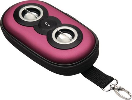 iLuv iSP110-PNK Portable Amplified Stereo Speaker Case, Pink, Ideal for iPod, iPhone and other MP3 players, Powerful built-in speakers allow you to hear your music with depth and clarity, Loud and high quality stereo sound, Operates with two AA batteries (not included), Compatible with any audio devices with 3.5mm jack, UPC 639247090576 (ISP110PNK ISP-110PNK ISP 110PNK ISP110 PNK ISP-110)