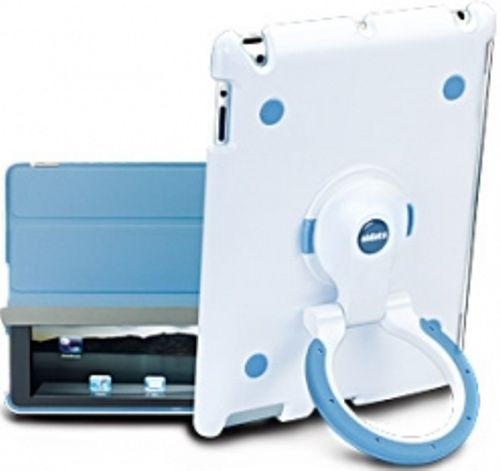 Aidata ISP302WN Model ISP302 Multi-Stand for New iPad & iPad 2, White/Blue, Lightweight and portable, Durable hard plastic case and soft rubber inner, Stand easy to detach and assemble, Vertical/horizontal views with angles, Handheld and spin, EAN 4711234690894 (ISP-302WN ISP 302WN ISP302-WN ISP302W)