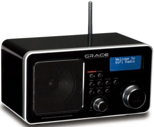 Grace Digital Audio ITC-IR1000B Wireless Internet Radio, Black, Listen to over 15,000 radio stations from around the world, 3-Inch Ported speaker deliver rich, full bodied audio, Wake to internet radio or beep with 5 individual adjustable alarms, Select stations by region, country, station or by over 50 musical genres (ITCIR1000B ITC IR1000B ITC-IR1000 ITCIR1000)