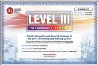 FLIR ITC LEVEL III ITC Level 3 Certification Training Per Attendee; Identifying Safety Requirements for Thermographers and Accompanying Personnel for IR Surveys; Recognizing Key Elements of a Successful IR Thermography Program; Understanding the Process Used to Create an IR Procedure; Learning How to Create an IR Thermography Budget (ITCLEVELIII ITC-LEVEL-III ITC-LEVELIII ITCLEVEL-III) 