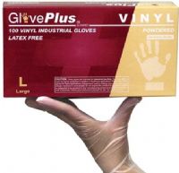 GlovePlus IV46100 Large Lightly Powdered Industrial Grade Vinyl Gloves, Clear, 5 Mil Thick, Beaded Cuff, Smooth, Latex Free, Superb Tensile Strength, Cuff Thickness 3 +/- 1 mil, Palm Thickness 3 +/- 1 mil, Finger Thickness 3 +/- 1 mil, 105 +/- 5 mm Width, 240 +/- 5 mm Length, 100 gloves per box, Box Dimensions 240 x 125 x 55 mm, UPC 697383401632 (IV-46100 IV 46100) 
