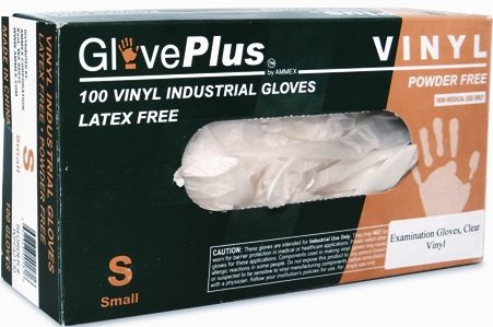 GlovePlus IVPF42100 Small Powder Free Industrial Grade Vinyl Gloves, Clear, Beaded Cuff, Smooth, Latex Free, Superb Tensile Strength, Cuff Thickness 3 +/- 1 mil, Palm Thickness 3 +/- 1 mil, Finger Thickness 4 +/- 1 mil, 85 +/- 5 mm Width, 235 +/- 5 mm Length, 100 gloves per box, Box Dimensions 240 x 125 x 55 mm, UPC 697383401816 (IVPF-42100 IVPF 42100 IV-PF42100 IVP-F42100)