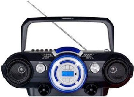 QuantumFX J26U Radio Cassette with CD/USB/SD Player, Black and Blue, Top  loading MP3/CD