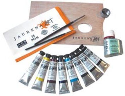 Alvin J3003021 Oil Paint Set, Includes 8 colors in 20ml. tubes, 2 brushes - flat and round, 6