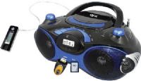 QFX J-30U-BL Portable CD/MP3 Player with USB/SD, Black/Blue, Top Loading CD/MP3 Player, USB/SD/MMC Audio Slot, AM/FM Stereo Radio, LCD Display With Backlight, Remote Control, AUX-IN, USB adapter cable included, 3.5mm to 3.5 mm cable included, AC Power Supply 120/240V 60/50Hz, DC Power Supply 8x C Batteries, UPC 606540027837 (J30UBL J-30UBL J30U-BL J-30U J30U) 