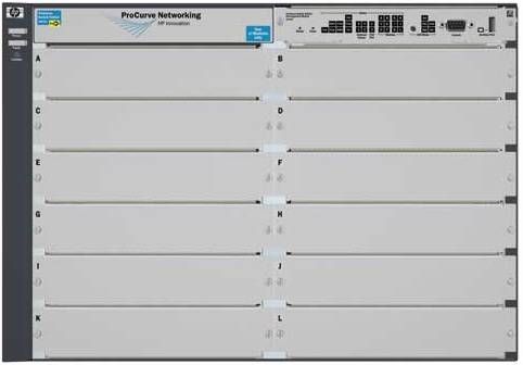 HP Hewlett Packard J8698A ProCurve 5412zl Intelligent Edge Switch, 12 open module slots, 1 RS-232C DB-9 console port, Supports a maximum of 288 auto-sensing 10/100/1000 ports or 48 10-GbE ports or 288 mini-GBICs, or a combination, 4 power-supply slots, EEE 802.1AB Link Layer Discovery Protocol (LLDP), Dual flash images (J86-98A J86 98A J8698)