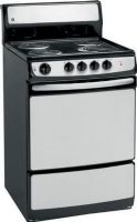 GE General Electric JAS02SNSS QuickClean 24" Electric Range, 3.0cu. ft. Oven Capacity, Standard Oven Cleaning, 2 Oven Racks, 1 - 5 turns 8-in. Heating Element, 3 -4 turns 6-in. Heating Element, Chrome Removable One-Piece Drip Bowls, Upswept Porcelain-Enameled Cooktop, Clean-Well Cooktop System, Lift-Up Cooktop with Dual Support Rods, Infinite Heat Controls, Stainless Steel Color (JAS02SNSS JAS02SN-SS JAS02SN SS JAS02SN JAS 02SN JAS-02SN) 