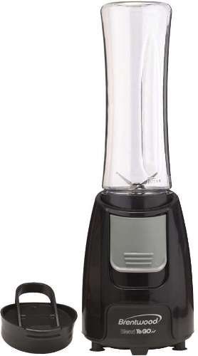 Brentwood JB-195 Blend-To-Go Personal Blender, Black with Gray Button, One-Touch Blending Action, 20oz Capacity Bottle made with Odor and Impact Resistant TRITAN Plastic, BPA Free Bottle, To GO Lid Included, Dishwasher Safe Jar and Parts, Durable Stainless Steel Blades, Non-Skid Base, 300 Watts Power, cUL Approval Code, Dimension (LxWxH) 4.75 X 5 X 15, Weight 2.75 lbs, UPC 812330020005 (JB195 JB 195) 