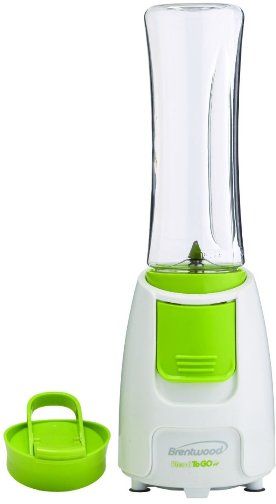 Brentwood JB-196 Blend-To-Go Personal Blender, White with Green Button, One-Touch Blending Action, 20oz Capacity Bottle made with Odor and Impact Resistant TRITAN Plastic, BPA Free Bottle, To GO Lid Included, Dishwasher Safe Jar and Parts, Durable Stainless Steel Blades, Non-Skid Base, 300 Watts Power, cUL Approval Code, Dimension (LxWxH) 4.75 X 5 X 15, Weight 2.75 lbs, UPC 812330020029 (JB196 JB 196) 