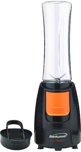 Brentwood JB-197 Blend-To-Go Personal Blender, Black with Orange Button, One-Touch Blending Action, 20oz Capacity Bottle made with Odor and Impact Resistant TRITAN Plastic, BPA Free Bottle, To GO Lid Included, Dishwasher Safe Jar and Parts, Durable Stainless Steel Blades, Non-Skid Base, 300 Watts Power, cUL Approval Code, Dimension (LxWxH) 4.75 X 5 X 15, Weight 2.75 lbs, UPC 812330020043 (JB197 JB 197) 