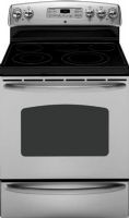 GE General Electric JB700SNSS CleanDesign 30" Electric Range with 5 Radiant Elements, 5.3 cu. ft. Oven Capacity, 2 Oven Racks, Pattern Stainless Steel Ceramic-Glass Cooktop, 1 at 3,000W - 9-in./12-in. Dual Element, 1 at 3,000W- 6-in./9-in. Dual Element, 2 at 1,500W - 6-in. Element, 1 at 120W- 6-in. Warming Zone, QuickSet IV - QuickSet Oven Controls, With Override Auto Oven Shut-Off, Pad Interior Oven Light, Stainless Steel Color (JB700SN-SS JB700SN SS JB700SN JB-700SN JB 700SN) 