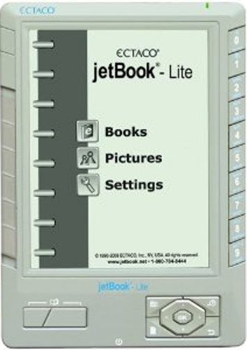 Ectaco JBL-Bk jetBook LITE, White, Support of Adobe DRM, ePub, Mobi, PRC, RTF, .txt, .pdf, .fb2, .jpg, .gif, .png, .bmp and html file formats; Support of eReader (PDB) DRM format through Ereader.com and Fictionwise.com; English-English dictionary for instant word definitions; Pre-loaded with the top 100 favorite classic ebooks (JBLW JBL W) 