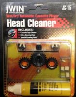 jWIN JC-15 Wet/Dry Automatic Cassette Player Head Cleaner, Special Mechanical Design with Rotating Head Cleaners, Perfect for Auto-Reverse Cassette Players, Quick & Easy to Use, No Mess, Includes Cassette Tape Center, Extra Cleaning Pads and Special Cleaning Fluid, UPC 639247750159 (JC15 JC 15) 