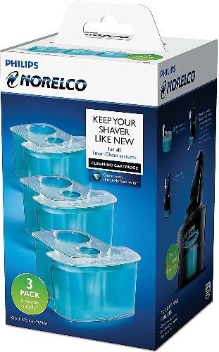 Norelco JC303/52 Smartclean Replacement Cleaning Cartridge (3-Pack); For all SmartClean systems; Effectively cleans your shaver after using foam and gel; 6 months of convenient cleaning; Cleans up to 10 times better than water; Dual Filter system cleans hair, foam and gel; Keeps your shaver smelling fresh and clean; UPC 075020041395 (JC30352 JC303-52 JC-303/52 JC303 52)