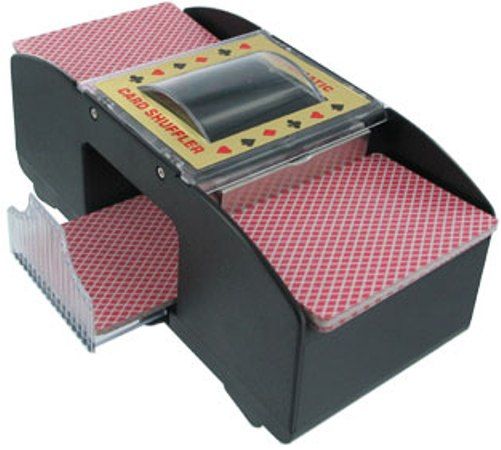 Jobar JCA481 Two Deck Battery Operated Card Shuffler, With the touch of a button, the portable automatic card shuffler expertly mixes your cards to eliminate duplicate hands and ensures great game play, Shuffles standard poker and bridge size decks with a touch of a button, Helpful for those who suffer from arthritis or have limited hand movement, UPC 717874344819 (JCA-481 JCA 481)