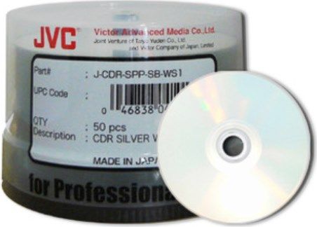 JVC J-CDR-SPP-SB-WS1 CDR Silver Inkjet Water Shield Printable, 50 Disc Spindle, 80 minutes/700 MB Storage Capacity, Recording Speed Up to 52X, Reflective metallic finish, Resistant to water, scratches and dust, UPC 046838041013 (JCDRSPPSBWS1 JCDR-SPP-SB-WS1 J-CDRSPPSB-WS1 JCDR-SPP-SBWS1 J-CDRSPP-SBWS1)