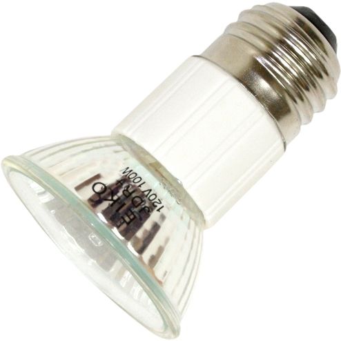Eiko JDR100/FL model 05426 Front Glass Medium Base Light Bulb, 120 Volts, 100 Watts, CC-8 Filament, 2.84/72.0 MOL in/mm, 2.00/50.8 MOD in/mm, 1500 Average Life, MR16 Bulb, E26 Medium Screw Base, 3000 Color Temperature degrees of Kelvin, Display 30 Use, 1300 Approx Initial Max Beam CP, 30 Beam Angle, Flood Beam Description, UPC 031293054265 (05426 JDR100FL JDR100-FL JDR100 FL EIKO05426 EIKO-05426 EIKO 05426)