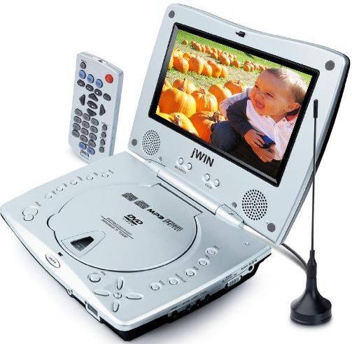 Jwin Jd Vd757 Portable Dvd Player With 7 Tft Lcd And Tv Tuner Built In Analog Tv Tuner Trinorma Tv System Composite Audio Video Output S Video Output Built In Dolby Decoder With Coaxial Digital Audio Output
