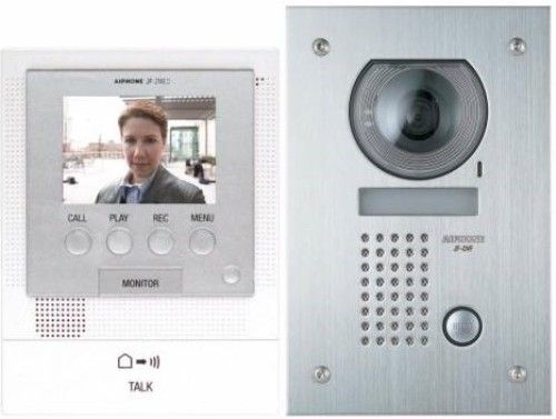 Aiphone JFS-2AEDF Hands-free Color Video Enhanced System, Include one JF-2MED Master Monitor Station, one PS-1820UL Power Supply and one JF-DVF Video Door Station, 3-1/2