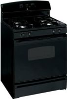 GE General Electric JGBS18DENBB Gas Range with 4 Sealed Burners, 30" Size, 4.8 cu. ft. Upper Oven Capacity, Standard-Clean Oven Cleaning, Sealed Cooktop Burners, 4 at 9,500 BTU/850 BTU Cooktop Burners - All-Purpose Burners, 140 degree of turn Valves, QuickSet III Electronic Oven Controls, One-Piece Upswept Porcelain-Enameled Cooktop, Standard Porcelain-Steel Removable Square Grates, Black Color (JGBS18DENBB JGBS18DEN-BB JGBS18DEN BB JGBS18DEN JGBS-18DEN JGBS 18DEN) 
