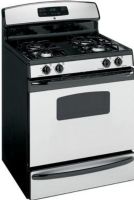 GE General Electric JGBS18MENBS Gas Range with 4 Sealed Burners, 30" Size, 4.8 cu. ft. Upper Oven Capacity, Standard-Clean Oven Cleaning, Sealed Cooktop Burners, 4 at 9,500 BTU/850 BTU Cooktop Burners - All-Purpose Burners, 140 degree of turn Valves, QuickSet III Electronic Oven Controls, One-Piece Upswept Porcelain-Enameled Cooktop, Standard Porcelain-Steel Removable Square Grates, Clean Steel Color (JGBS18MENBS JGBS18MEN-BS JGBS18MEN BS JGBS18MEN JGBS-18MEN JGBS 18MEN) 