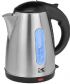 Kalorik JK 34446 Stainless Steel 1.7 Liter Jug Kettle; Full stainless steel housing with concealed heating element; Rapidly boils up to 1.8 quarts of water; Automatic shut-off when water boils; Locking lid with opening button on handle; Convenient 360° base, ideal for the right and left handed; Water level indicator window; High quality Strix controller; On/off switch and power indicator; Dimensions: 8 x 6.5 x 10; UPC 848052000186 (JK34446 JK 34446) 