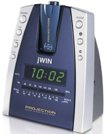 jWIN JL707BLU Model JL-707 Projection and LED Alarm Clock Radio, Blue, 180 Degree Projection with Focus Adjustment, Projection On/Off, AM/FM Receiver, Large LED Display, Snooze Alarm, Sleep to Music, Wake to Radio or Buzzer, Loud Speaker, 9V Battery Back-up for Clock (Battery Not Included) (JL707-BLU JL707 BLU JL-707BLU JL707)