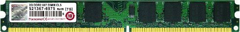 Transcend JM667QLU-2G JetRAM 667MHz DDR2 DIMM Value Memory Module For Desktops, 2GB Capacity, Unbuffered DIMM, 240-pin Form Factor, 256Mx64 Module Structure, 128Mx8 DRAM Structure, Stable signal integrity at high frequency operation, Meets JEDEC standards, 1.35 Voltage at rated speed (DDR3L), Low power consumption, UPC 760557810896 (JM667QLU2G JM667QLU 2G)