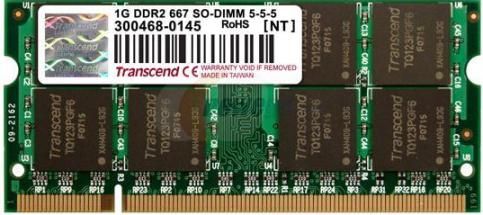 Transcend JM667QSJ-1G DDR2 SDRAM Memory Module, 1GB Memory Size, DDR2 SDRAM Memory Technology, 1 x 1GB Number of Modules, 667MHz Memory Speed, DDR2-667/PC2-5300 Memory Standard, Non-ECC Error Checking, Unregistered Signal Processing (JM667QSJ 1G JM667QSJ1G)