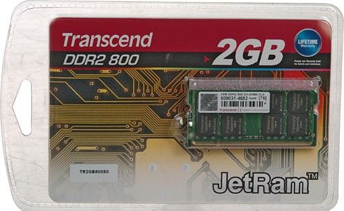 Transcend JM800QSU-2G JetRam 200PIN DDR2 800 SO-DIMM 2GB Memory Module With 128Mx8 CL6, JEDEC standard 1.8V +/- 0.1V Power supply, VDDQ=1.8V +/- 0.1V, Max clock Freq 400MHZ 800Mb/s/Pin., Posted /CAS, Programmable CAS Latency (4, 5, 6), Programmable Additive Latency (0, 1, 2, 3, 4, 5), UPC 7605578109402 (JM800QSU2G JM800QSU 2G JM-800QSU-2G JM 800QSU-2G JM800 QSU-2G)