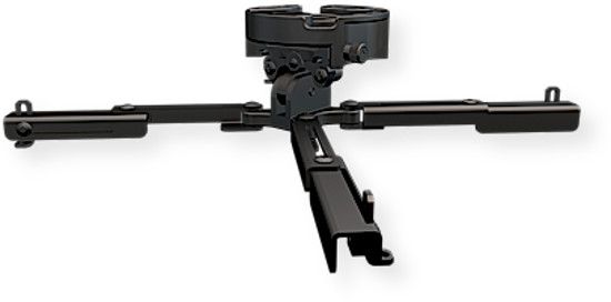 Crimson JR Universal projector mount; Black; Low-profile, holds projector close to ceiling for a subtle appearance; Completely pre-assembled mounting interface for quick installation; Fully adjustable roll, pitch and yaw; Mounts to any 1.5