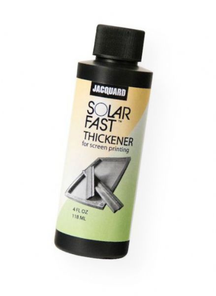 Jacquard JSD1901 SolarFast Thickener 4 oz; Used to increase the viscosity of SolarFast dyes for screen printing applications, making an easy dye-based system for screen printing; Shipping Weight 0.35 lb; Shipping Dimensions 1.25 x 1.25 x 4.5 in; UPC 743772028772 (JACQUARDJSD1901 JACQUARD-JSD1901 SOLARFAST--JSD1901 ARTWORK CRAFTS)