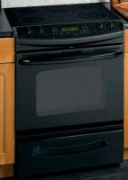 GE General Electric JSP46DPBB CleanDesign Slide-In Electric Range with 5 Radiant Elements, 30" Size, 4.1 cu ft Total Capacity, Extra-Large Oven Unit Capacity, Self-Clean Oven Cleaning Type, Upfront Control Location, QuickSet VI Control Type, Temperature Display Oven Control Features, 1 Ribbon - 1500 watts 6" Heating Element, 1 Ribbon - 3000 watt Power Boil 6"/9" Dual Heating Element, 2 Ribbon - 1800W 7" Heating Elements, Black Color (JSP46DP-BB JSP46DP BB JSP46DP JSP-46DP JSP 46DP) 