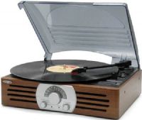 Jensen JTA-222 Stereo Turntable with AM/FM Radio, Warm Brown Finish with a Classic Look, 3 Speeds (33/45/78 RPM), AM/FM Stereo Receiver, FM Stereo Indicator, RCA External Stereo Speaker Output Terminals, Stereo Headphone Jack, Internal Speaker Shut-off Switch, Power Indicator, 2 Built-in Speakers, Dust Cover, Antique Wooden Case Design, UPC 077283912245 (JTA222 JTA 222 JT-A222) 