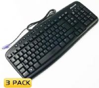 Microsoft JUB-00009 Wired Keyboard 500 Spanish Latin America (3-Pack), Compact Ergonomic Design, Spill-Resistant, Multimedia, Hot Keys, PS/2 Dedicated Connectivity, Dimensions 1.50" Height x 16.90" Width x 6.85" Depth, Weight (Approximate) 1.25 lb (JUB00009 JUB 00009) 