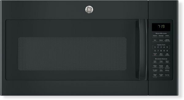 GE General Electric JVM7195DKBB Over-The-Range Sensor Microwave Oven, 1.9 cu. ft. capacity, Easy clean enamel interior, Weight and time defrost, Upfront charcoal filter with indicator light, UPC 084691818557, Dimensions 15.5