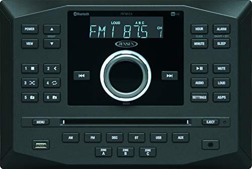 Jensen JWM62A AM|FM|DVD|CD|USB|AUX|App Ready Bluetooth Wallmount Stereo; App Ready - Control Main Functions From Most (Bluetooth) Devices with JENSEN jControl App; Sleeker, Slimmer Profile, Designed to Hide Mounting Screws; Dedicated Bluetooth Button (A2DP, AVRCP) - 33-ft. Range; Three Speaker Zones; UPC 681787023453 (JW-M62A JWM-62A JWM 62A) 