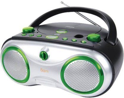 JWin JX-CD423GRN Portable AM / FM / CD Boombox, Top-loading CD player with LCD display, 20-track programmable memory system, Repeat track, Integrated AM/FM stereo radio, CD/CDRW playback, AUX-input for devices with a 3.5mm jack (JX CD423GRN JXCD423GRN JX-CD423 JX CD423 JXCD423)