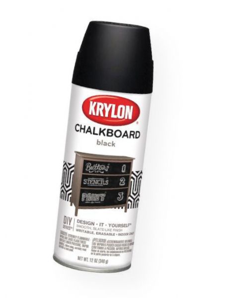 Krylon K0807 Chalkboard Spray Paint Black; Creates a tough, slate-like, chalkboard surface; Easy spray application with a durable, long lasting finish; 12 oz can; Black; Shipping Weight 1.00 lb; Shipping Dimensions 2.5 x 2.5 x 8.00 in; UPC 724504008071 (KRYLONK0807 KRYLON-K0807 KRYLON/K0807 EDUCATION PAINT CRAFT)