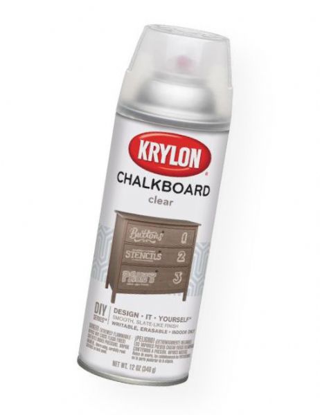 Krylon K0808 Chalkboard Spray Paint Clear; Creates a tough, slate-like, chalkboard surface; Easy spray application with a durable, long lasting finish; 12 oz can; Clear finish; use over any color to create a chalkboard surface; Shipping Weight 0.88 lb; Shipping Dimensions 2.5 x 2.5 x 8.00 in; UPC 075577008087 (KRYLONK0808 KRYLON-K0808 KRYLON/K0808 EDUCATION PAINT CRAFT)