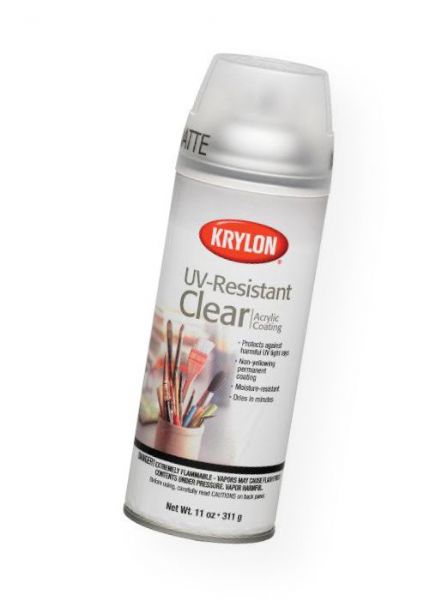 Krylon K1309 UV-Resistant Clear Matte Spray; Smudge-proof clear acrylic spray that provides a permanent, protective coating to protect art, crafts, photography, fabric, and valuables against harmful UV rays; It is moisture-resistant and will protect against fading; 11 oz can; Matte finish; Shipping Weight 0.84 lb; Shipping Dimensions 2.5 x 2.5 x 8.00 in; UPC 724504013099 (KRYLONK1309 KRYLON-K1309 KRYLON/K1309 ARTWORK CRAFT)