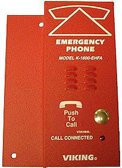 Viking Electronics K-1600EHFA Touch Tone or pulse dialing, ADA Compliant Elevator Phone, Dials up to 5 emergency numbers, Advanced call progress detection, Handsfree operation, Phone line powered, Hangs up on CPC, silence, busy signal, dial tone, time-out or Touch Tone command, Programmable to auto-answer on incoming calls (K 1600EHFA K1600EHFA K-1600EHFA)