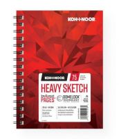 Koh-I-Noor K26170100413 Heavy Sketch Paper 5.5" x 8.5"; A substantial 70 lb / 114 GSM bright white sketch paper with a fine tooth texture, a durable surface resistant to erasing; Sketch Pad is dual loop wire bound construction and features "In & Out" pages that allow you to remove sheets from the pad for sketching, reworking, scanning, and more; Upon completion, simply return the sheets into the pad; 75 Sheets; UPC 014173412232 (KOHINOORK26170100413 KOHINOOR-K26170100413 ARTWORK) 