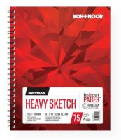 Koh-I-Noor K26170101013 Heavy Sketch Paper 9" x 12"; A substantial 70 lb / 114 GSM bright white sketch paper with a fine tooth texture, a durable surface resistant to erasing; Sketch Pad is dual loop wire bound construction and features "In & Out" pages that allow you to remove sheets from the pad for sketching, reworking, scanning, and more; Upon completion, simply return the sheets into the pad; 75 Sheets; UPC 014173412256 (KOHINOORK26170101013 KOHINOOR-K26170101013 DRAWING SKETCHING) 