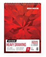 Koh-I-Noor K26170201312 Heavy Drawing Paper 11" x 14"; Medium tooth texture perfect for multiple layers of dry media; The drawing pads are dual loop wire bound construction and features "In & Out" pages that allow you to remove sheets from the pad for drawing, reworking, scanning, and more upon completion, simply return the sheets into the pad; 114 lb (185 gsm); 24 Sheets; Shipping Weight 1.47 lb; UPC 014173412348 (KOHINOORK26170201312 KOHINOOR-K26170201312 DRAWING SKETCHING) 