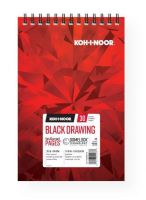 Koh-I-Noor K26170220612 Black Drawing Paper 7" x 10"; Fine tooth texture perfect for metallic and gel pens, acrylic markers, and colored pencils; The drawing pads are dual loop wire bound construction and features "In & Out" pages that allow you to remove sheets from the pad for drawing, reworking, scanning, and more upon completion, simply return the sheets into the pad; 70 lb (104 gsm); 30 Sheets; UPC 014173412737 (KOHINOORK26170220612 KOHINOOR-K26170220612 KOHINOOR/K26170220612 ARTWORK) 