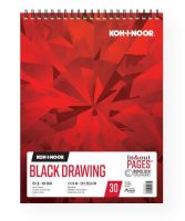 Koh-I-Noor K26170221312 Black Drawing Paper 11" x 14"; Fine tooth texture perfect for metallic and gel pens, acrylic markers, and colored pencils; The drawing pads are dual loop wire bound construction and features "In & Out" pages that allow you to remove sheets from the pad for drawing, reworking, scanning, and more upon completion, simply return the sheets into the pad; 70 lb (104 gsm); 30 Sheets; Shipping Weight 1.05 lb; UPC 014173412751 (KOHINOORK26170221312 KOHINOOR-K26170221312 DRAWING) 