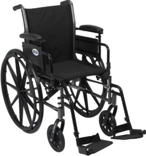 Drive Medical K320ADDA-SF Cruiser III Light Weight Wheelchair with Flip Back Removable Arms, Adjustable Height Desk Arms, Swing away Footrests, 20