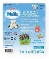 Sculpey K34300 Pluffy Primary Variety Pack; It's fluffy, it's squishy, it's light and it's FUN!; This amazingly versatile clay never dries out; PLUFFY is lightweight, but thick pieces bake hard so that they won't crack or break, even in larger pieces; Thinner baked pieces are durable and flexible; Once baked, PLUFFY can be painted with 100% acrylic paints and after baking PLUFFY even floats!; UPC 715891406816 (SCULPEYK34300 SCULPEY-K34300 PLUFFY-K34300 ARTWORK SCULPTING) 