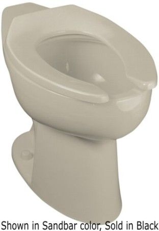 Kohler K-4367-7 Model K-4367 Highcliff Elongated Toilet Bowl with Rear Spud, Black, Vitreous china, Elongated bowl, 1-1/2″ rear spud, 11″ (27.9 cm) minimum rough-in, 11-3/8″ (28.9 cm) x 10-3/8″ (26.4 cm) water area, 2-1/4″ (5.7 cm) passageway, 17-1/2″ (44.5 cm) high bowl is ADA compliant when an open front seat is installed (K43677 K4367-7 K-43677 K4367)